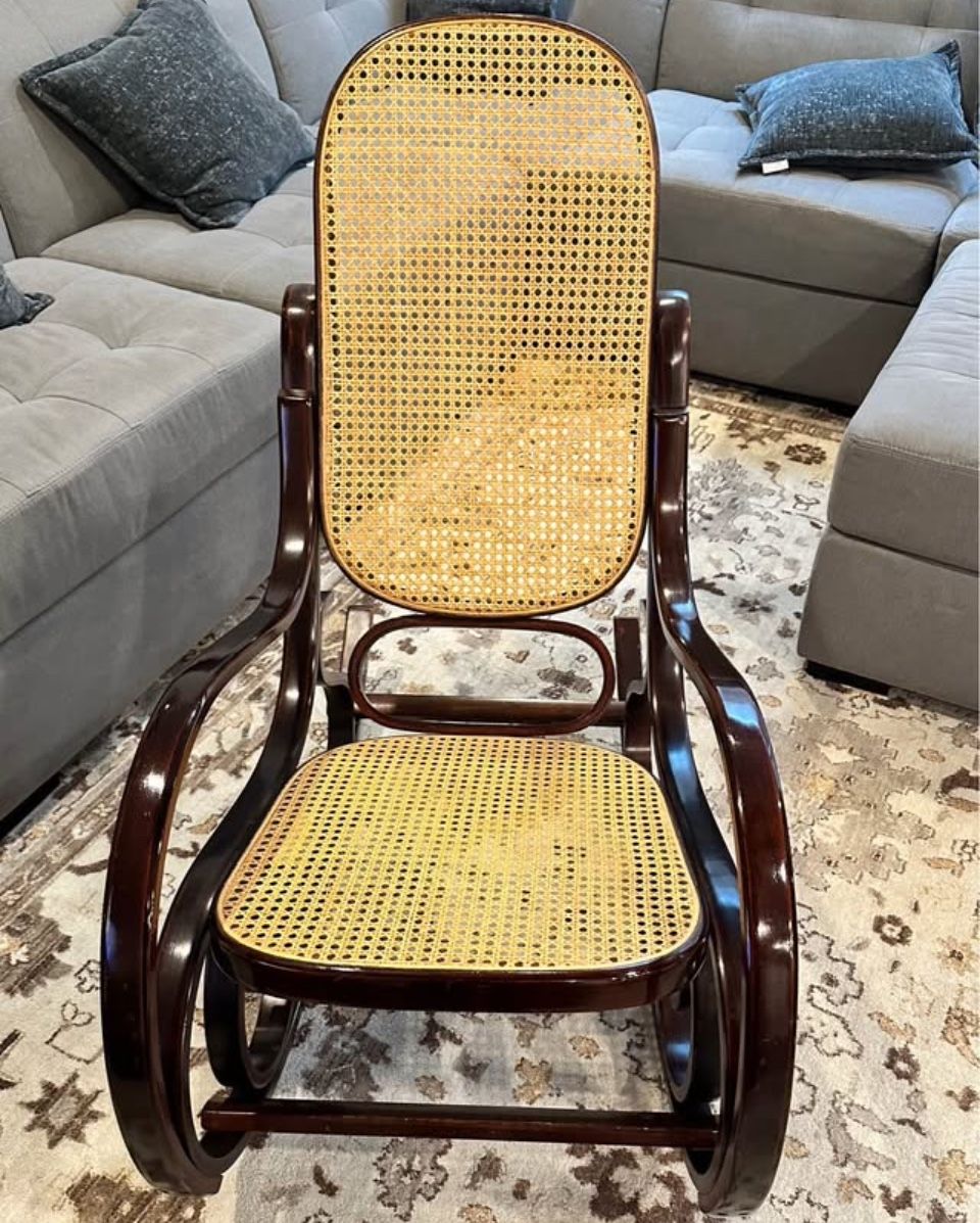 1970s Authentic Thonet Bentwood and Cane Rocking Chair
