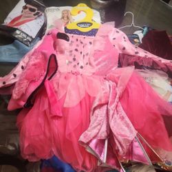 Halloween Costume Girls Pink Flamingo Set. Size 5-6 Child.