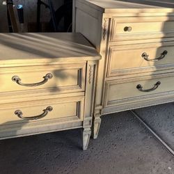 French Shabby Chic 6 Drawer Dresser and Painted Nightstand