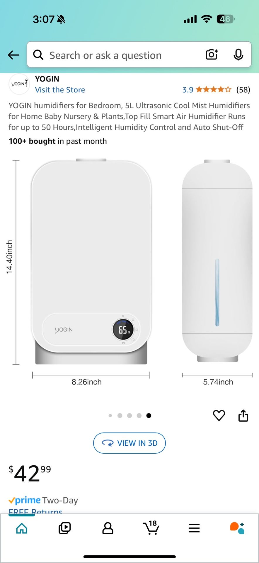 YOGIN 5L Ultrasonic Cool Mist Humidifier