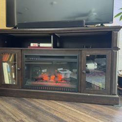 Barston Laminated Wood Fireplace TV Stand - Dark Rustic Brown - Espresso