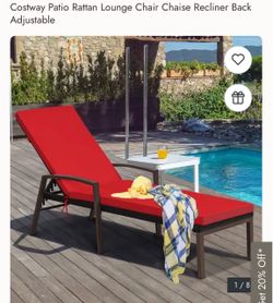 Patio Rattan Lounge Chair Chaise Recliner