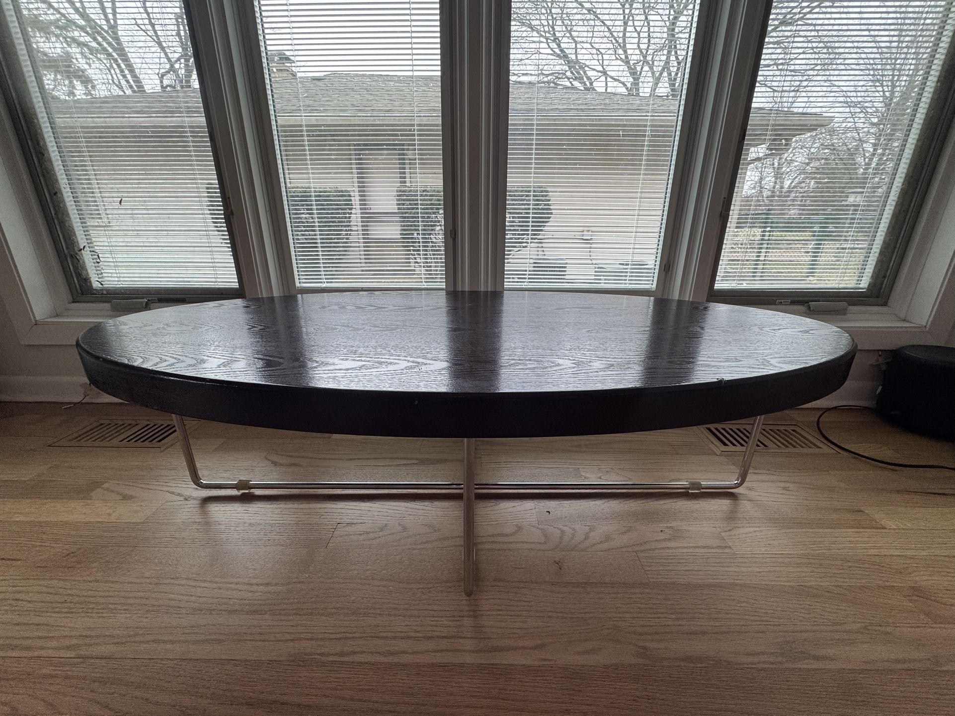 Coffee Table - Cherry Wood Table With Metal Legs