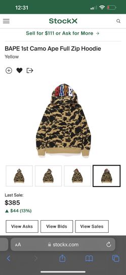 BAPE 1st Camo Ape Full Zip Hoodie Yellow