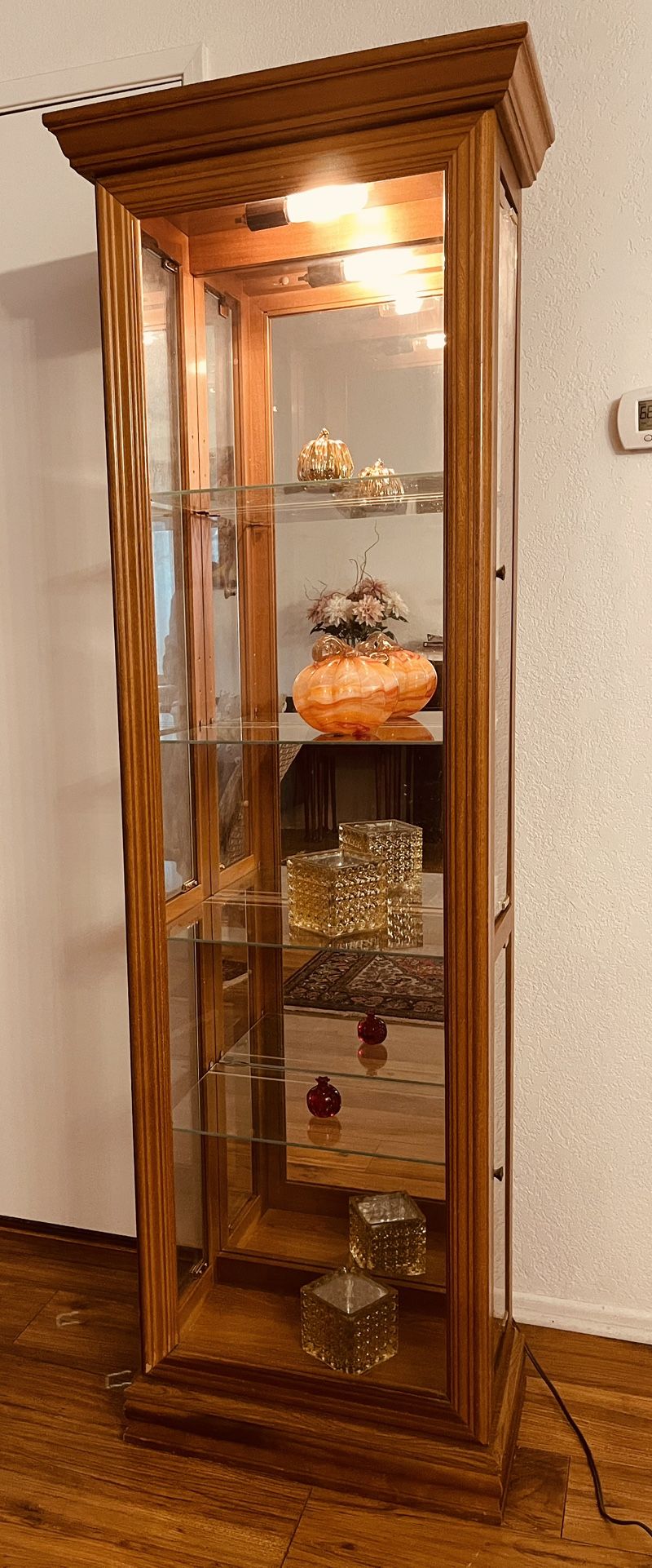 Display Curio Knick Knack Cabinet Mirrored  6 Ft High 