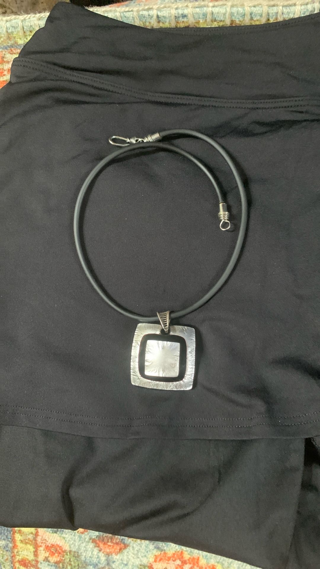 Glass And Silver Square Necklace