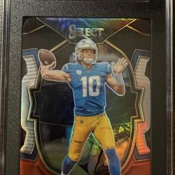 2022 PANINI SELECT #14 JUSTIN HERBERT BLACK/RED DIE-CUT PRIZM