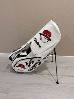 Malbon Golf Stand Bag 5-Way Club Bag, White Carbon Texture ( RARE ! )