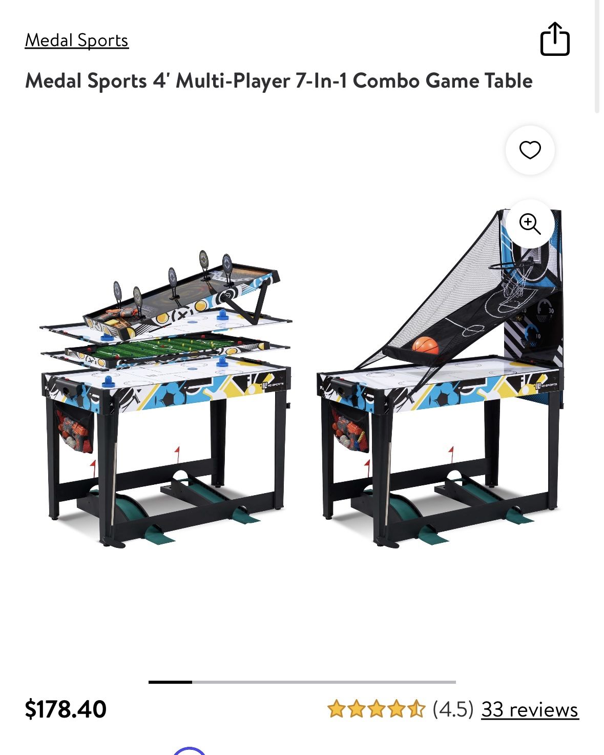 BNIB - 4' Multi-Player 7-In-1 Combo Game Table