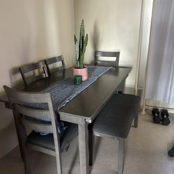 Wooden Table With Bench 