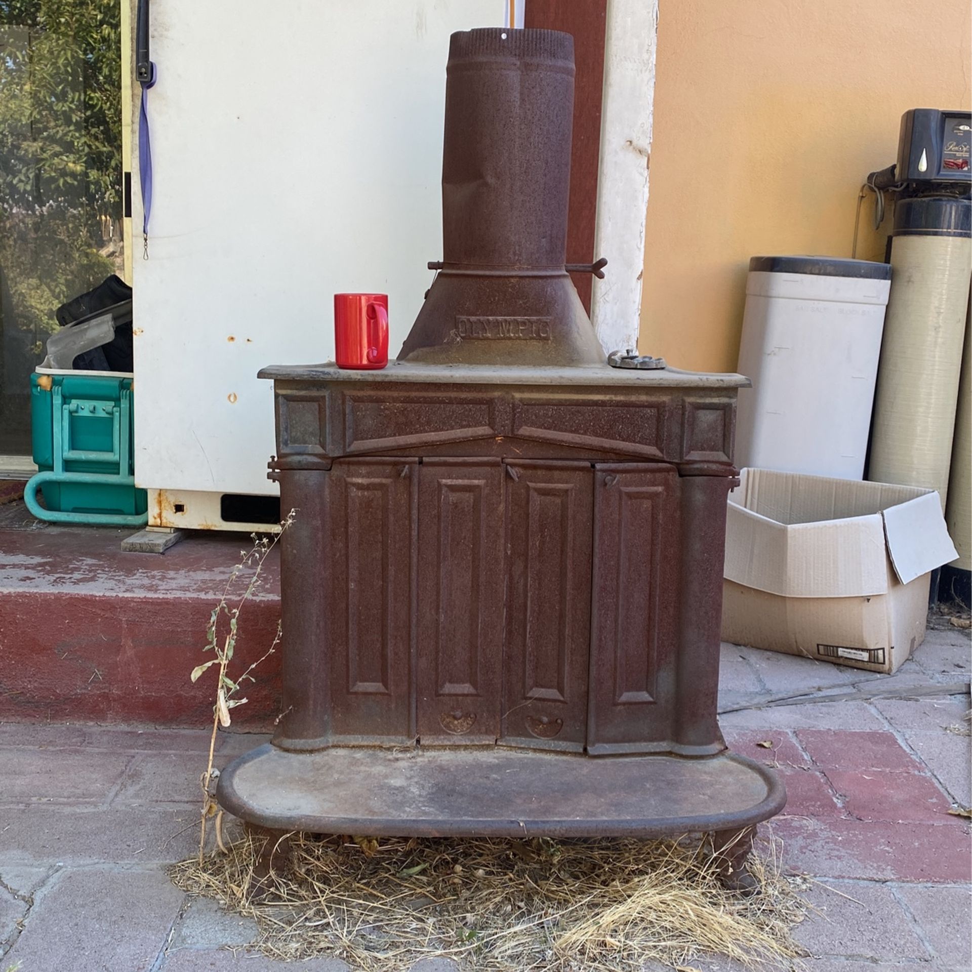 Ben Franklin Olympic Iron Wood Burning Stove Fire place Complete 8inch Exhaust