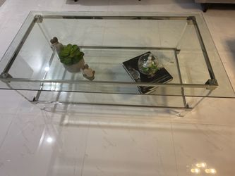 Glass and Chrome Two-Tier Coffee Table
