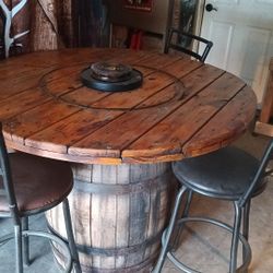 Whiskey Barrell Table $125 