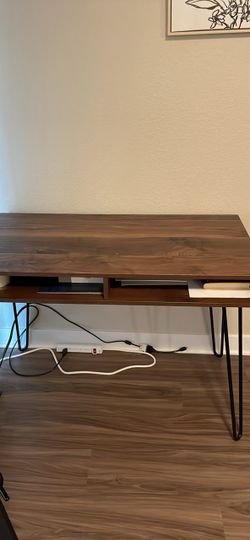 Wood Desk with Hairpin Legs