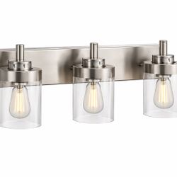 Modern 3-Light Vanity Wall Light – Brushed Nickel