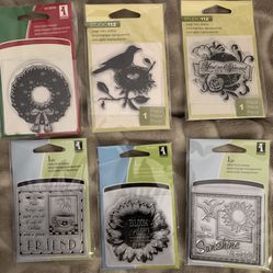 6 New Acrylic Stamps Scrapbook Cards