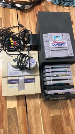 Super Nintendo SNES system, video games, and storage