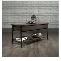 Sauder North Avenue Modern Wood and Metal Lift-Top Coffee Table in Smoked Oak