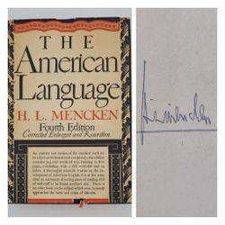 HL Mencken Signed American Language 1946  4th Edition Knopf HC DJ Corrected