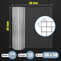 GoldPeak Hardware Cltoh 1/4 inch 36in x 50ft 23 Gauge - Chicken Wire Fencing Wire Mesh Roll Welded Wire Fence Gopher Wire Cloth Rodent Wire