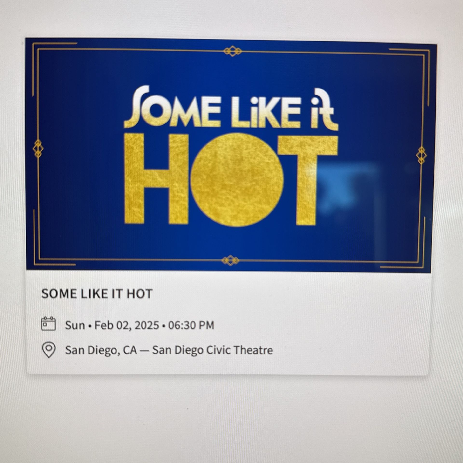 Four Tickets To Some Like it Hot - Sunday at 630