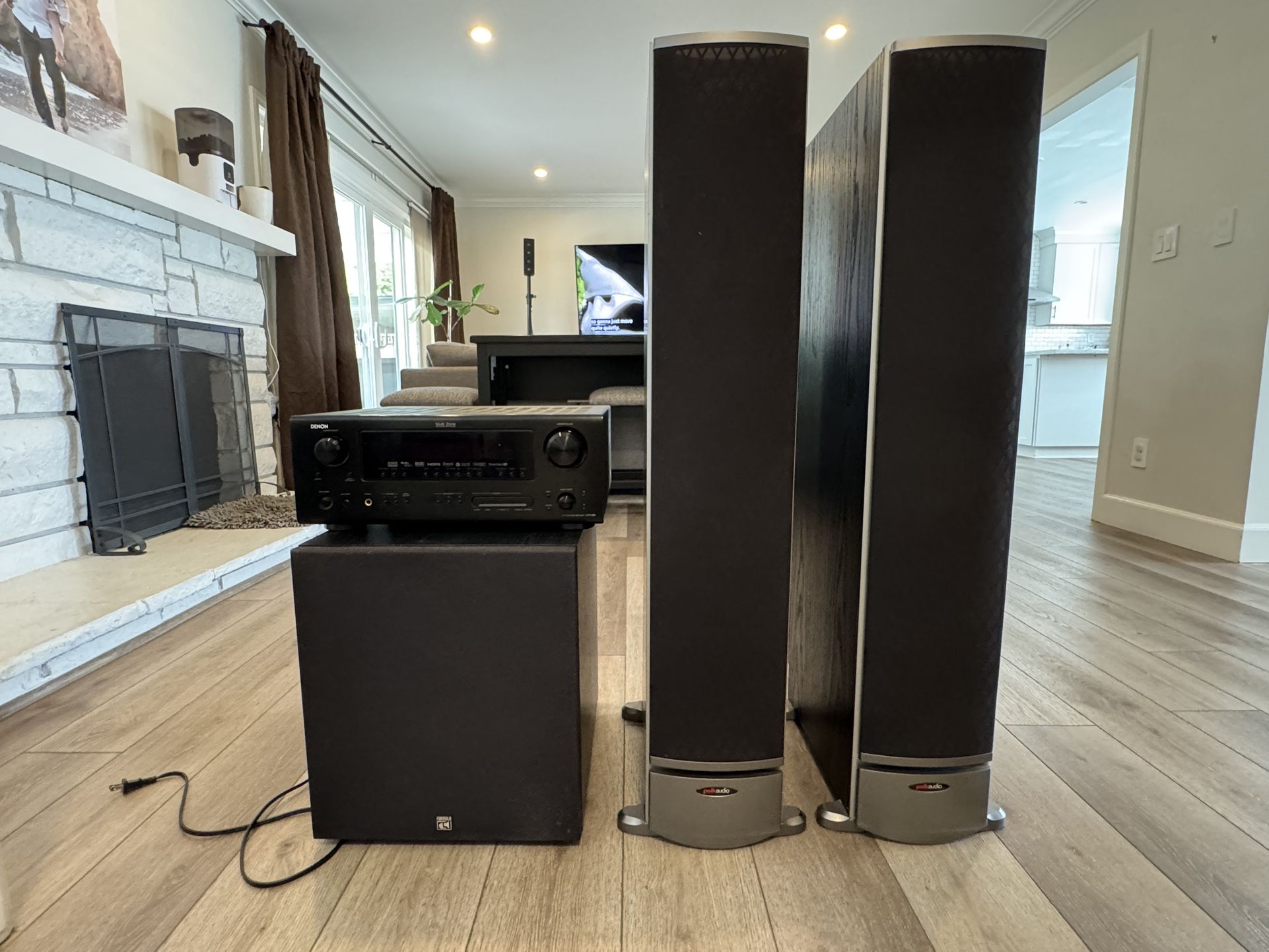 Polk RTI-10 Three Way Tower Speakers, Formula Series F-12 Powered Sub, Denon AVR-888 Amp