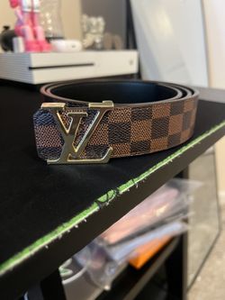 Brown Łv checkered belt 