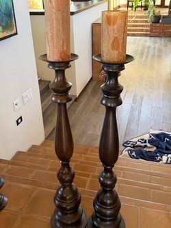 POTTERY BARN Tall Floor Candlestick Holders Set of 2