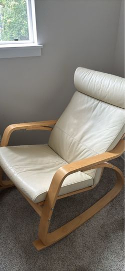 IKEA Poäng Rocking Chair with Leather Cushion