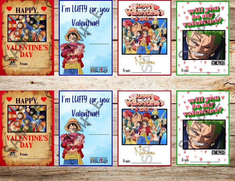 Anime One Piece Valentines Day Cards Luffy
