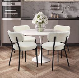 Dining Chairs Set of 4, Boucle Upholstered Seats