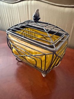 Vintage metal glass bowl