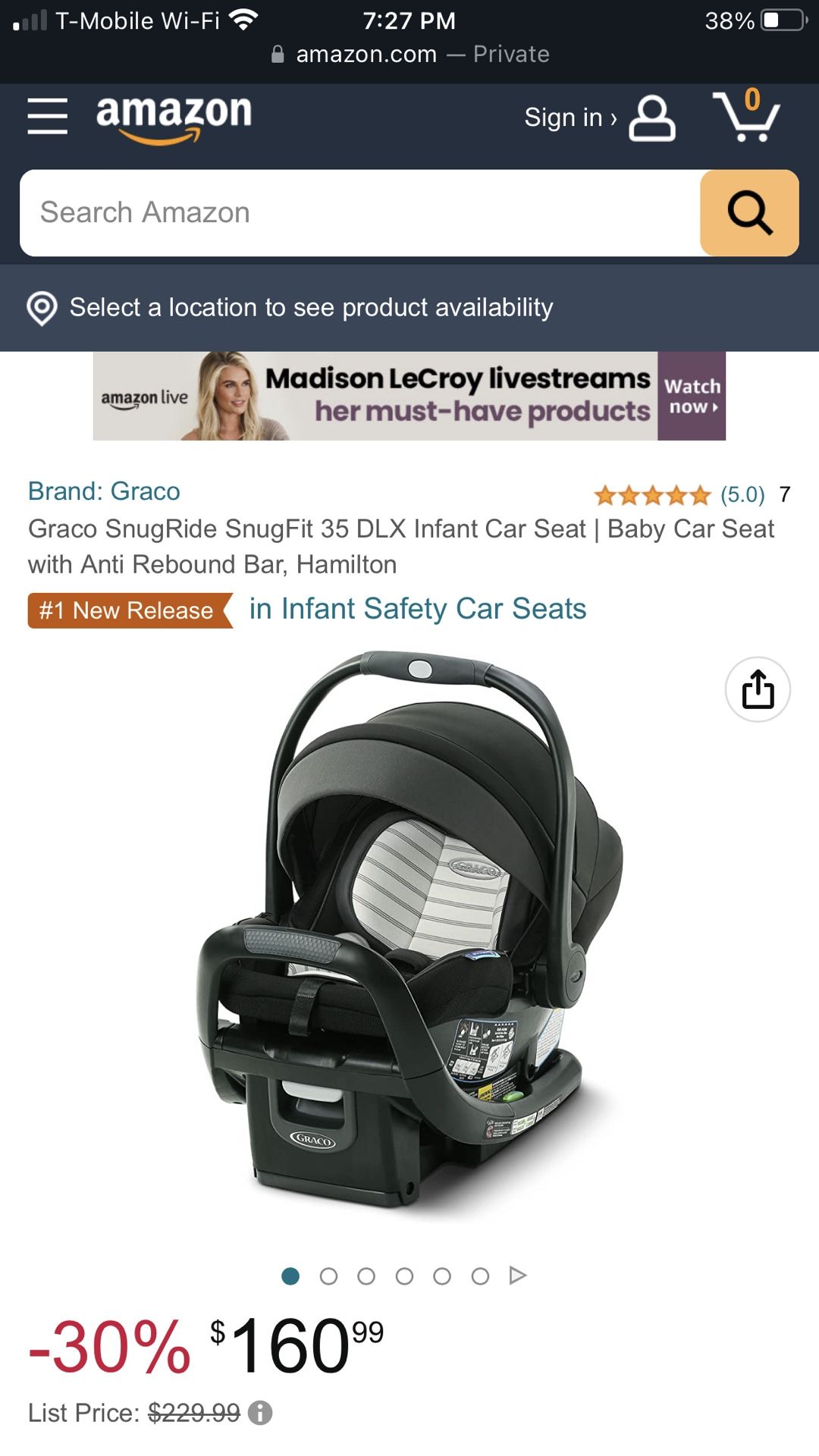 Graco SnugRide SnugFit 35 DLX Infant Car Seat | Baby Car Seat with Anti Rebound Bar, Hamilton