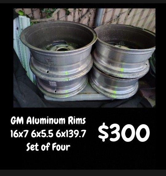 GM 16" Aluminum Wheels Rims, 16x7, 6x5.5, 6x139.7 (Set of Four)