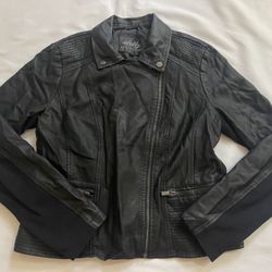 Women Sebby Collection Faux Leather Black Jacket Outerwear Long Sleeve Medium M