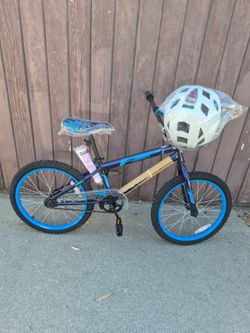 Hyffy Pro Thunder 20-inch, Boys Bike in Blue / slate + Helmet.