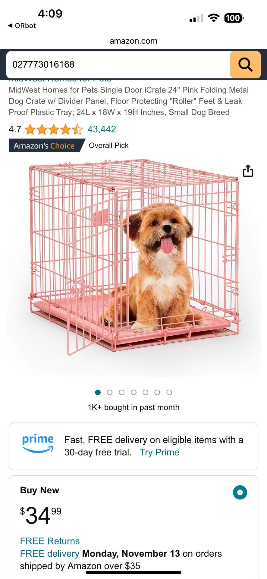cage and pink bed
