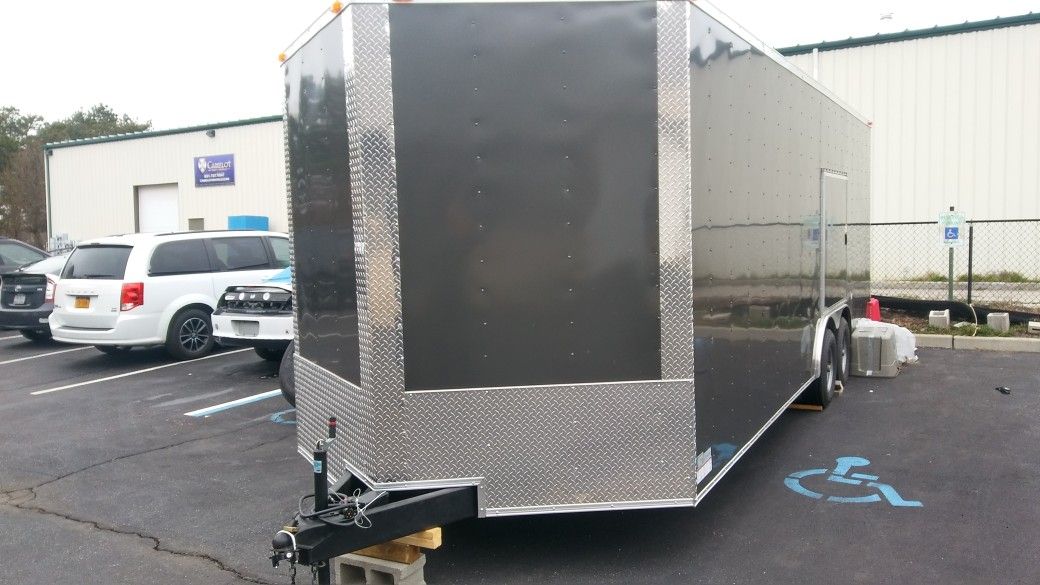 5x8 7x16 8.5x24 8.5x32 ENCLOSED VNOSE ALUMINUM TRAILERS