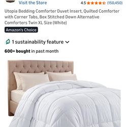 Utopia Bedding Comforter Duvet Insert, Quilted Comforter with Corner Tabs, Box Stitched Down - KING - NEW