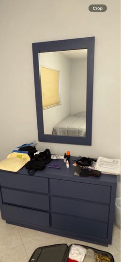 Blue Dresser with mirror and 1 Nightstand