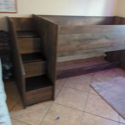 Full Size Child Bed Frame W/ Storage Steps