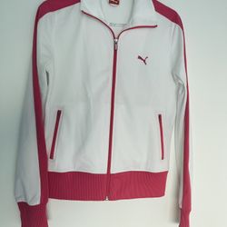 Puma Women’s White Pink Track Jacket Size S