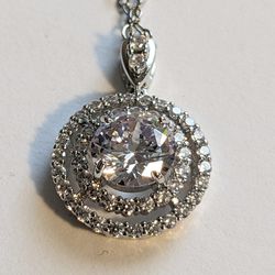 Zircon Decor Necklace 925 Silver Plated