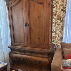 Armoire Wood With Scrolling Detail