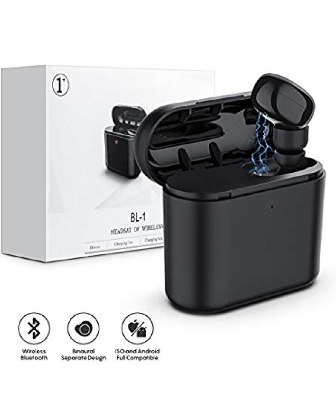 luetooth Earbud, Lstiaq Mini Wireless Sport Headphones HD Microphone Headset with charging box for iPhone X 8 7 6 Plus AirPods Samsung Smartphone (On