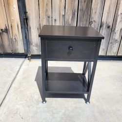 Nightstand with Drawer, Modern X-Design Side End Table, Bedside Storage Shelf for Bedroom, Living Room, Home Office, Black