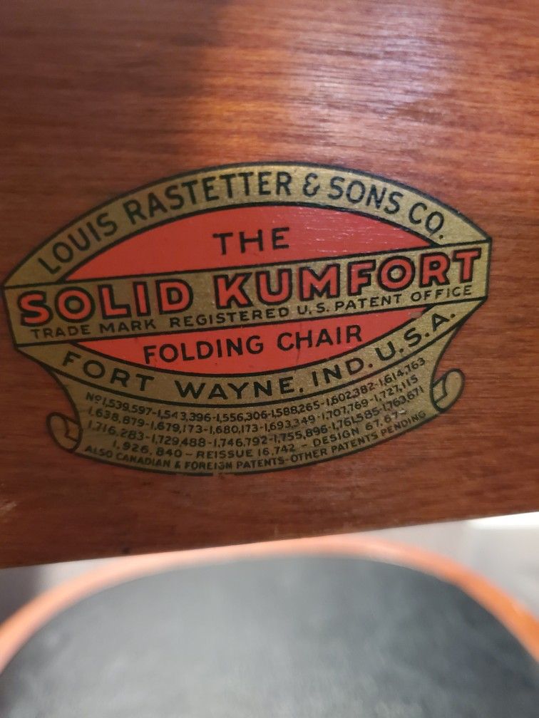 4 Antique Rastetter Folding Chairs Solid Kumfort Wooden Wood Padded Seats