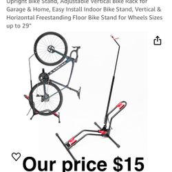 Upright Bike Stand, Adjustable Vertical Bike Rack for Garage & Home, Easy Install Indoor Bike Stand, Vertical & Horizontal Freestanding Floor Bike Sta