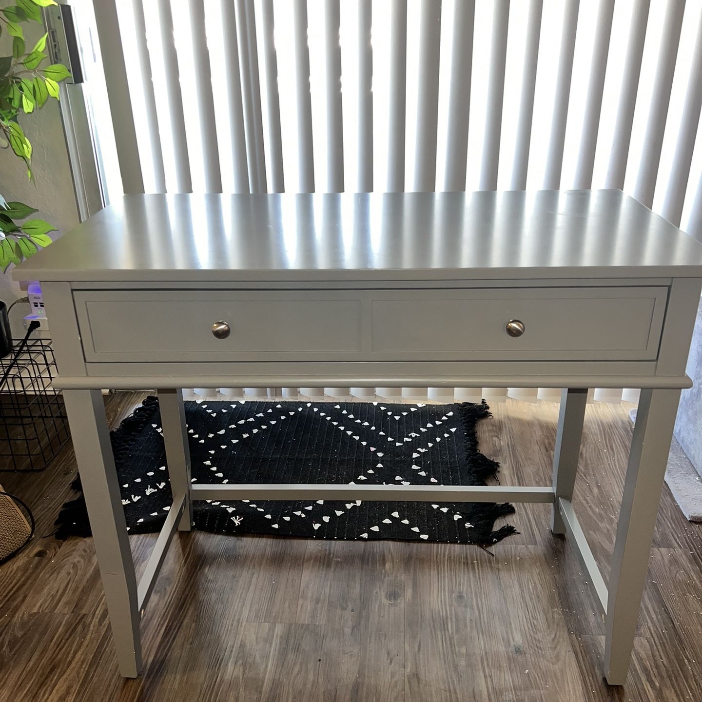 Wooden Gray Desk with Drawer