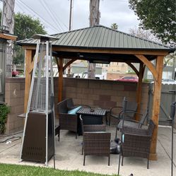 Gazebo with Patio Furniture & Outdoor heating